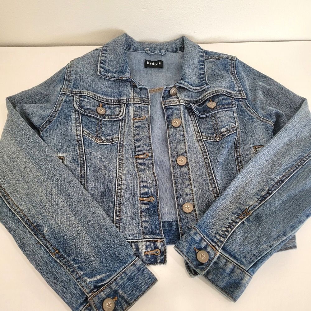 Kidpik Girls Denim Trucker Jacket Medium Wash Blue Jean Jacket Size 12